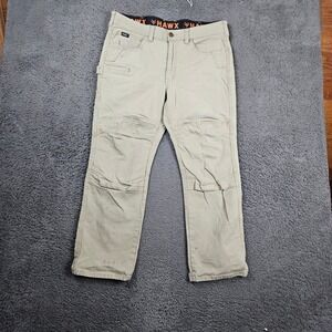 HAWX Work Pants Khaki Cotton Spandex‎ Blend Men Size 36x30 Utility Cargo Pockets